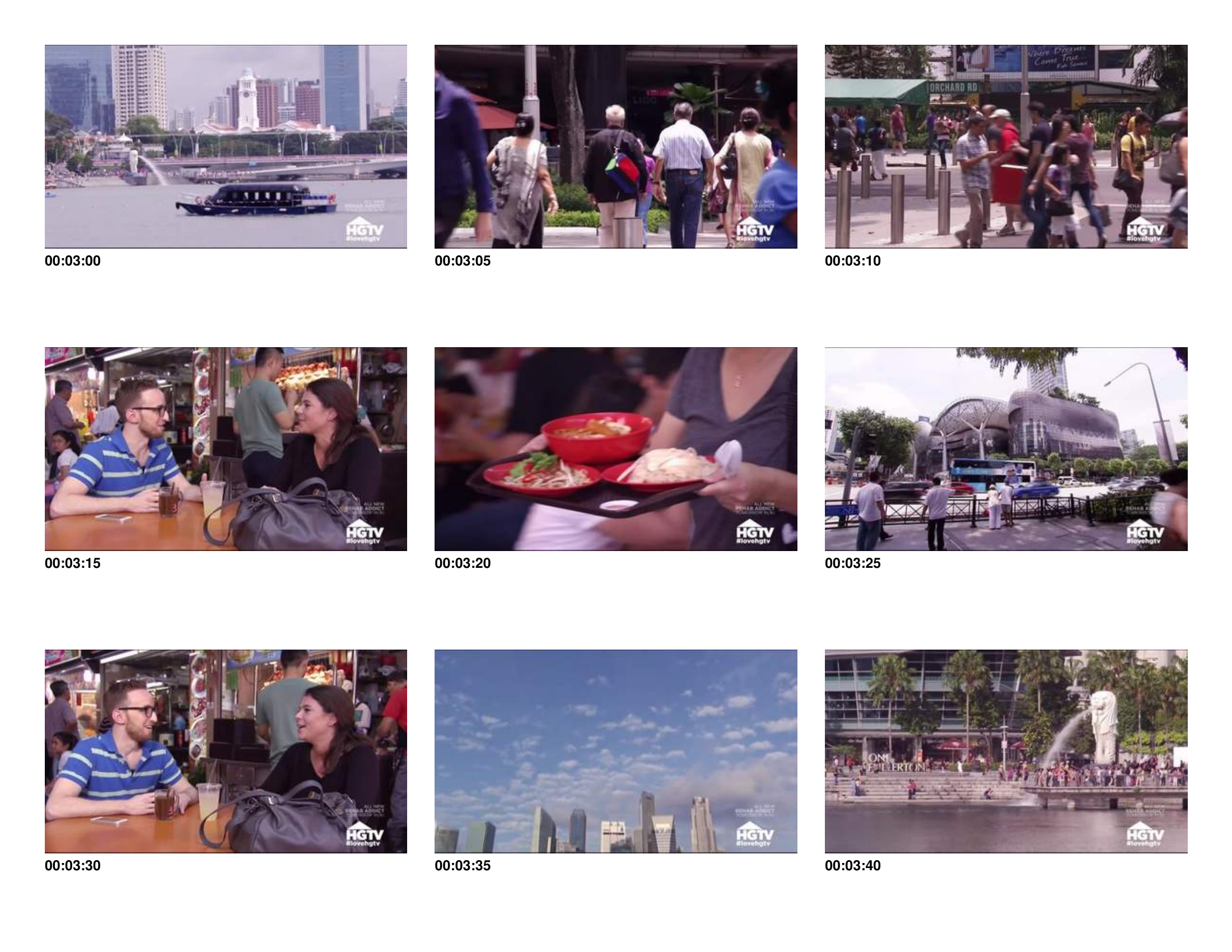 Singapore archive contact sheet showing a mid-decade stretch captured from an HGTV real estate series.